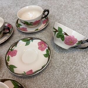 FRANCISCAN | Desert Rose Tea Cups & Saucers Set Of 8 Vintage earthenware